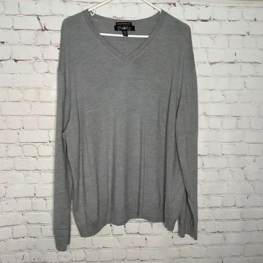 Pronto Uomo Gray 100% Merino Wool Long Sleeve V-Neck Sweater Men Plus‎ Size 3X